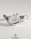 Kynora CJ 2ct elongated cushion cut diamond East-West claw engagement ring with wave band design, showcasing elegant craftsmanship.