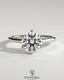 Kynora CJ 2ct round claw solitaire engagement ring with trellis gallery, lattice detail, and cathedral low setting.