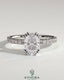 Kynora CJ 2ct elongated cushion triple claw solitaire engagement ring with pave band, featuring a central gemstone and elegant design.