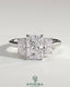 Kynora CJ classic 2ct radiant claw trilogy engagement ring with three sparkling stones and elegant band design.