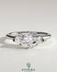 Kynora CJ 2ct marquise east-west claw solitaire engagement ring with raised basket gallery and intricate metalwork.