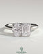Kynora CJ Toi et Moi engagement ring featuring a 1.05ct oval and 1.8ct emerald-cut diamonds set in a gold band.