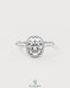 Vintage milgrain bezel cushion moissanite engagement ring in 925 silver with intricate detailing and elegant design.