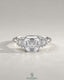 Asscher Cut Moissanite Graduated Baguette Engagement Ring 925 Silver