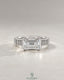East-West Emerald Moissanite Baguette Band Ring 925 Silver