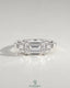 East-West Emerald Cut Moissanite Baguette Engagement Ring in 925 Silver