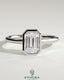 Kynora CJ statement 2ct emerald bezel solitaire engagement ring with open cathedral high setting, showcasing elegant design.