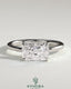 Kynora CJ 2ct radiant east-west claw solitaire engagement ring with raised basket gallery in elegant jewelry setting