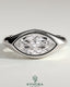 Kynora CJ statement 2ct marquise east-west bezel solitaire engagement ring with signet band showcasing sparkling diamond and elegant design.
