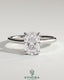 Kynora CJ 2ct elongated cushion cut solitaire engagement ring with hidden halo and cathedral high setting, showcasing intricate design.