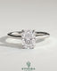 Kynora CJ 2ct elongated cushion solitaire engagement ring with hidden halo, tapered band, cathedral high setting.