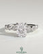 Kynora CJ 2ct elongated cushion solitaire engagement ring with round-marquise bezel accent stones, crafted in elegant gold.