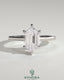 Kynora CJ 2ct elongated hexagon diamond solitaire ring with hidden halo and cathedral high setting, elegant engagement jewelry