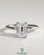 Kynora CJ 2ct emerald claw solitaire engagement ring with petal gallery and accented tiara detail, showcasing intricate design.