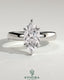 Kynora CJ 2ct marquise diamond claw solitaire engagement ring with cigar band and hidden halo setting.