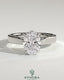 Kynora CJ 2ct oval claw solitaire engagement ring with flat cigar band and hidden halo in polished gold finish.