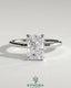 Kynora CJ 2ct radiant diamond solitaire engagement ring with petal gallery, leaf accents, and cathedral setting.