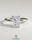 Kynora CJ 2ct radiant claw solitaire engagement ring with petal gallery and leaf accents, crafted in elegant jewelry design