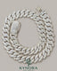 16mm VVS Moissanite Miami Cuban necklace in 925 silver, custom lock, hip-hop chain style by Kynora Jewels.