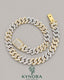 Sterling silver VVS1 moissanite baguette Miami Cuban link chain, 20mm hip-hop jewelry by Kynora Jewels, detailed close-up image.