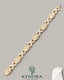Sterling silver 12mm iced out infinity evil eye unisex hip-hop bracelet by Kynora Jewels, featuring sparkling gemstone accents.