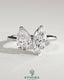 Kynora CJ Toi et Moi engagement ring featuring a 1.8ct pear-shaped and 1.5ct marquise-shaped diamonds in a claw setting.
