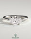 Kynora CJ 2ct oval east-west claw solitaire engagement ring with raised basket gallery, showcasing a sparkling oval diamond.
