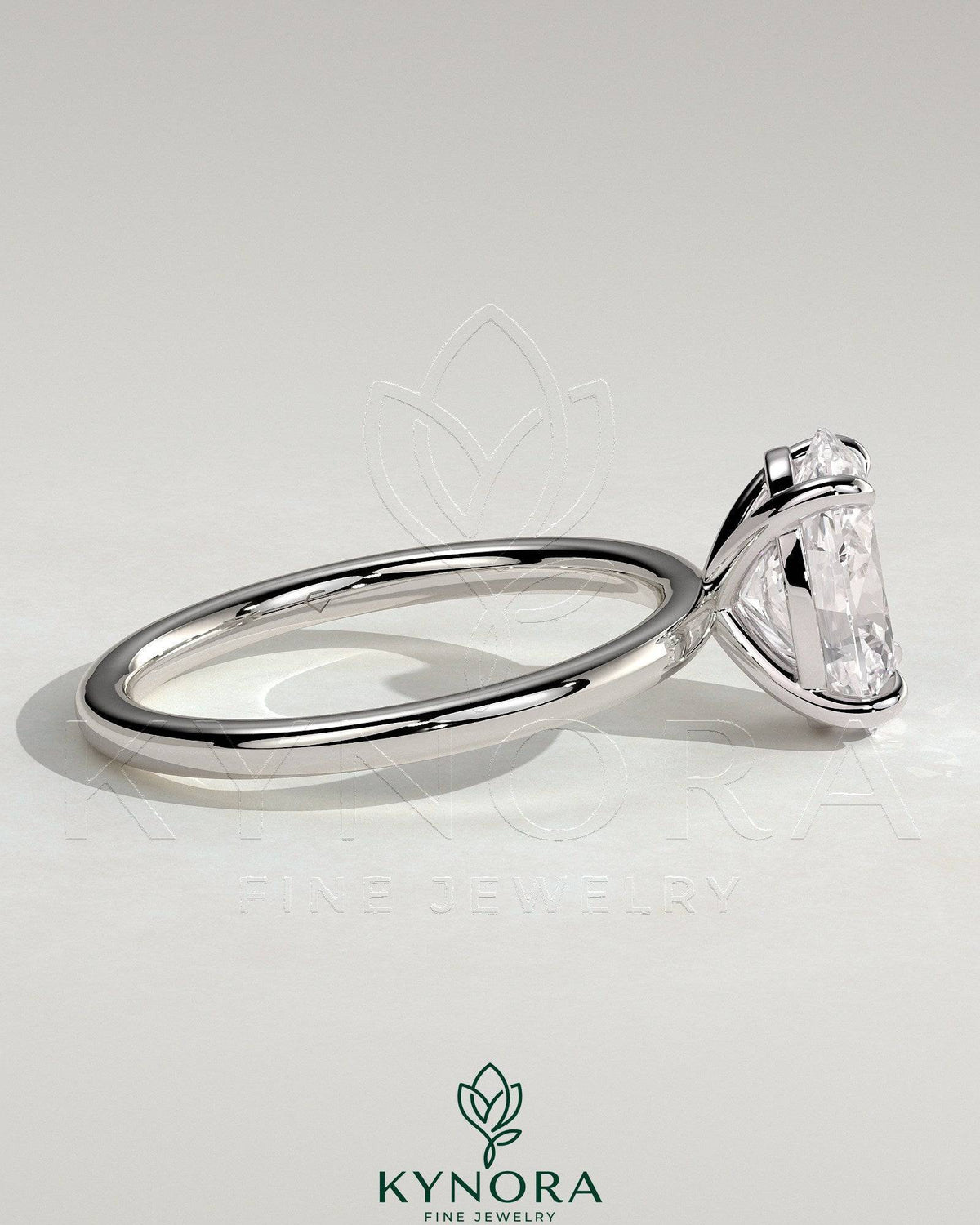 Kynora CJ Classic 2ct oval claw solitaire engagement ring featuring a shimmering oval diamond and elegant band.