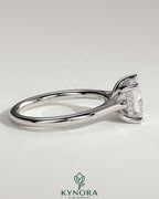 Kynora CJ 2ct princess claw solitaire engagement ring with hidden halo and cathedral high setting, showcasing intricate diamond design.