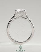 Kynora CJ 2ct round diamond solitaire engagement ring with trellis gallery and cathedral low setting, showcasing elegant craftsmanship.