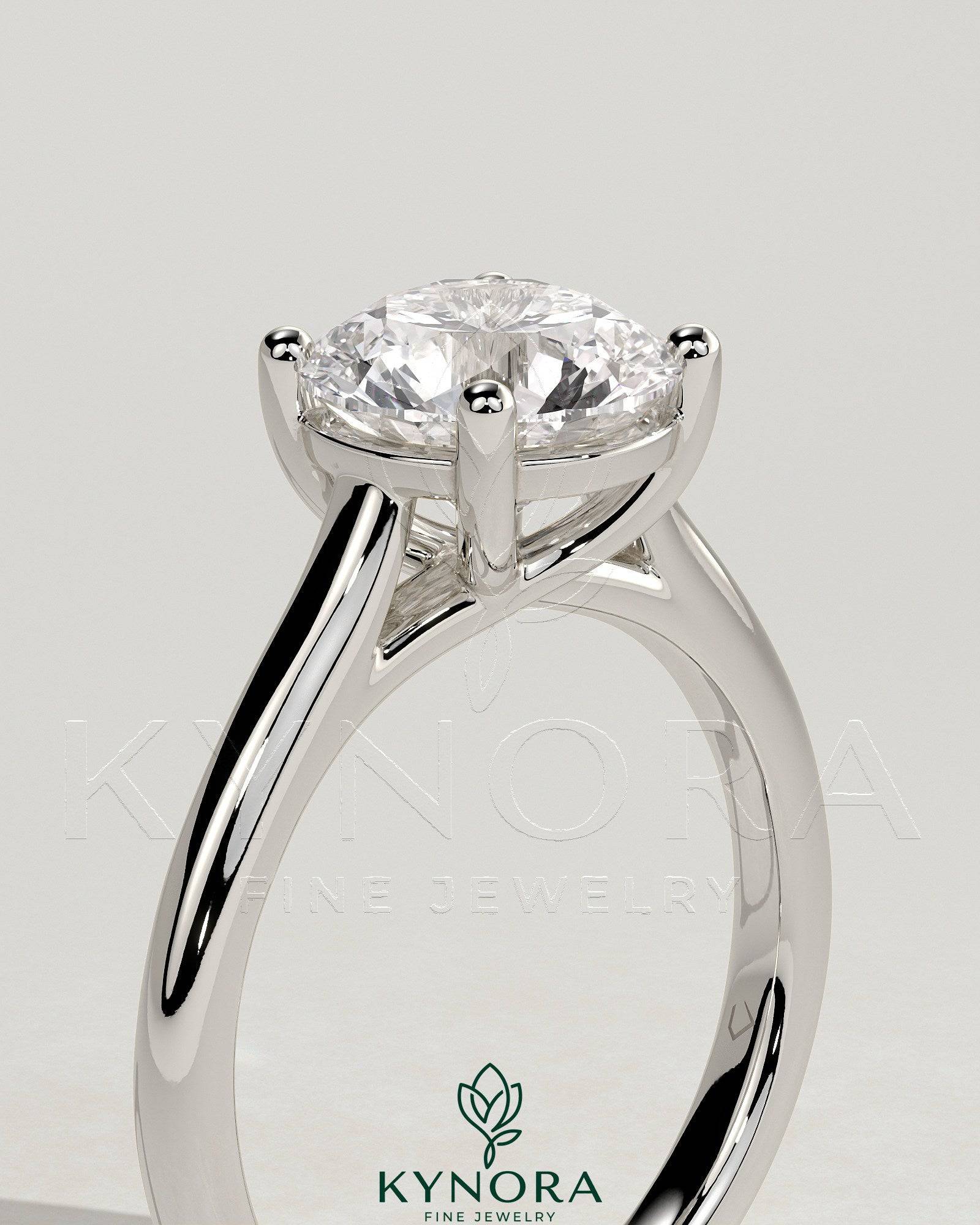 2ct Round Claw Solitaire with Trellis Gallery and Cathedral Low Setting Engagement Ring Imagen secundaria del producto