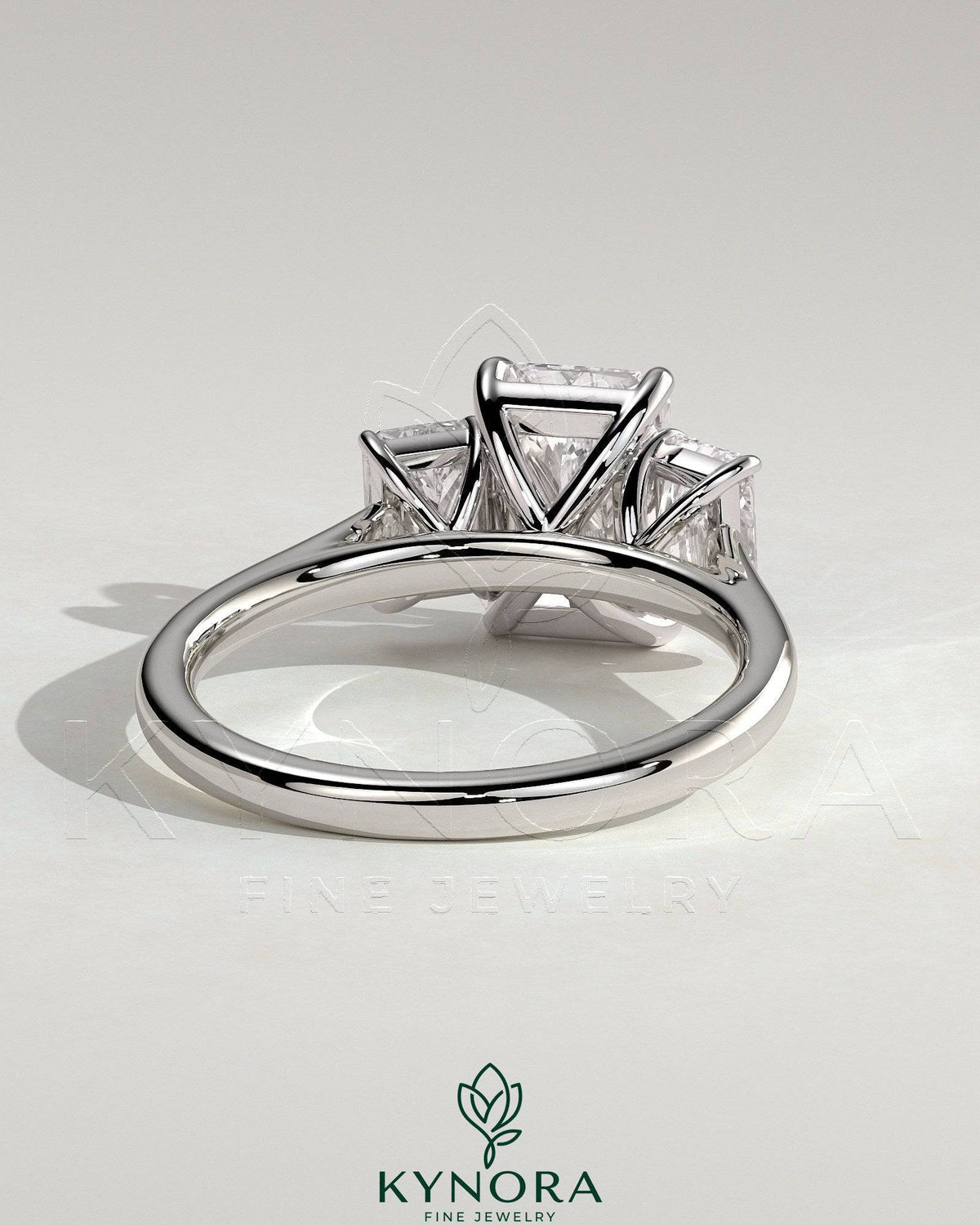 Kynora CJ Classic 2ct Radiant Claw Trilogy Engagement Ring featuring three sparkling radiant stones in a elegant setting