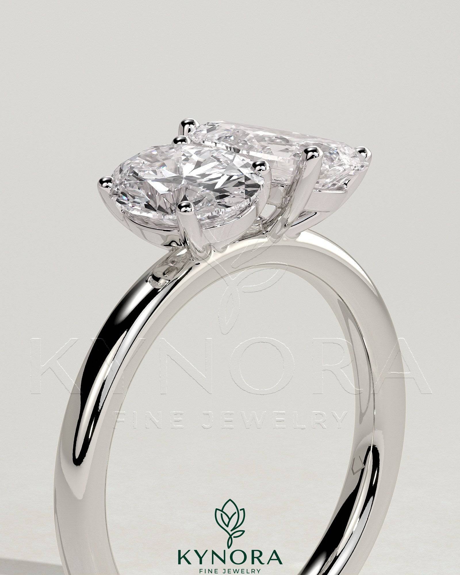 1.5ct Pear and 1.5ct Oval Claw Toi et Moi Engagement Ring Imagen secundaria del producto