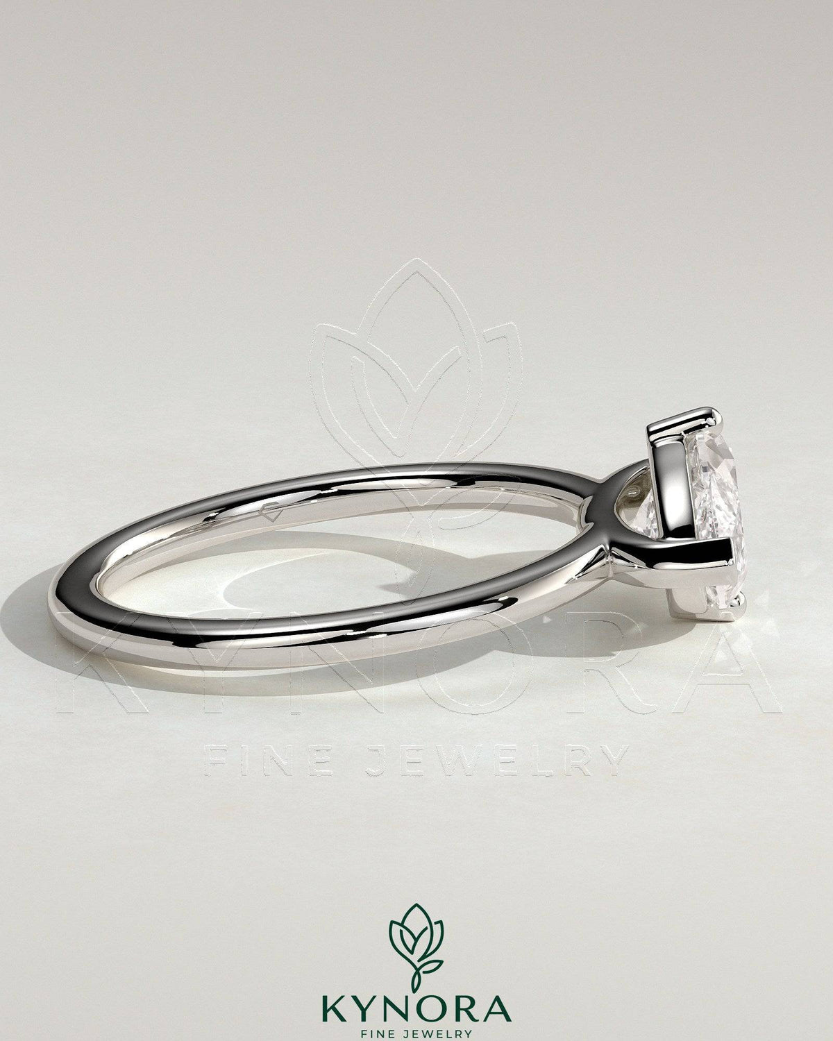 Kynora CJ 2ct marquise east-west claw solitaire engagement ring with raised basket gallery design and sparkling diamond setting