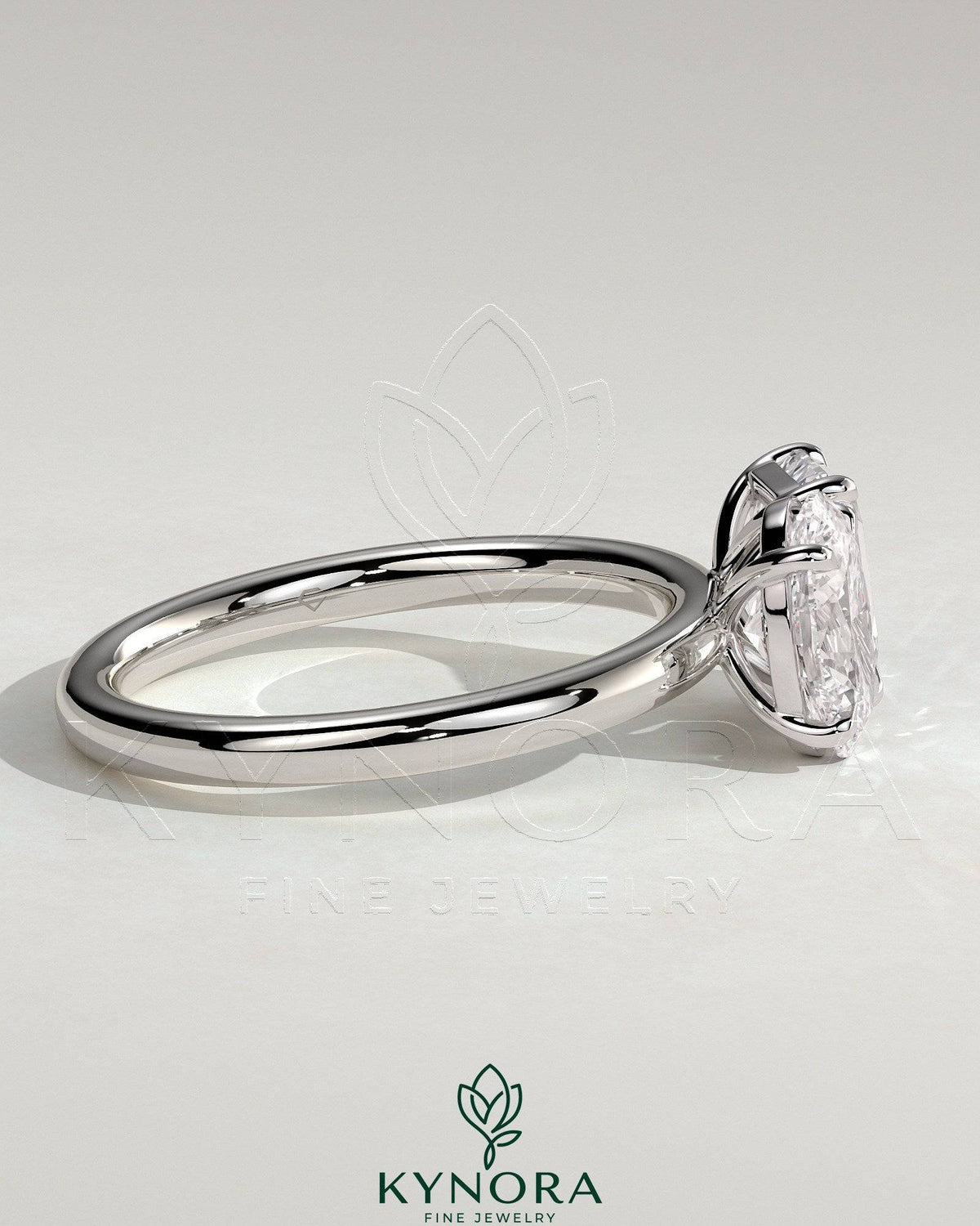Kynora CJ 1.05ct oval and 1.8ct emerald gemstone Toi et Moi engagement ring with claw settings, elegant and sparkling jewelry piece