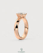 East-West Marquise Moissanite solitaire ring in sterling silver by Kynora CJ, showcasing a sparkling marquise-shaped gemstone.