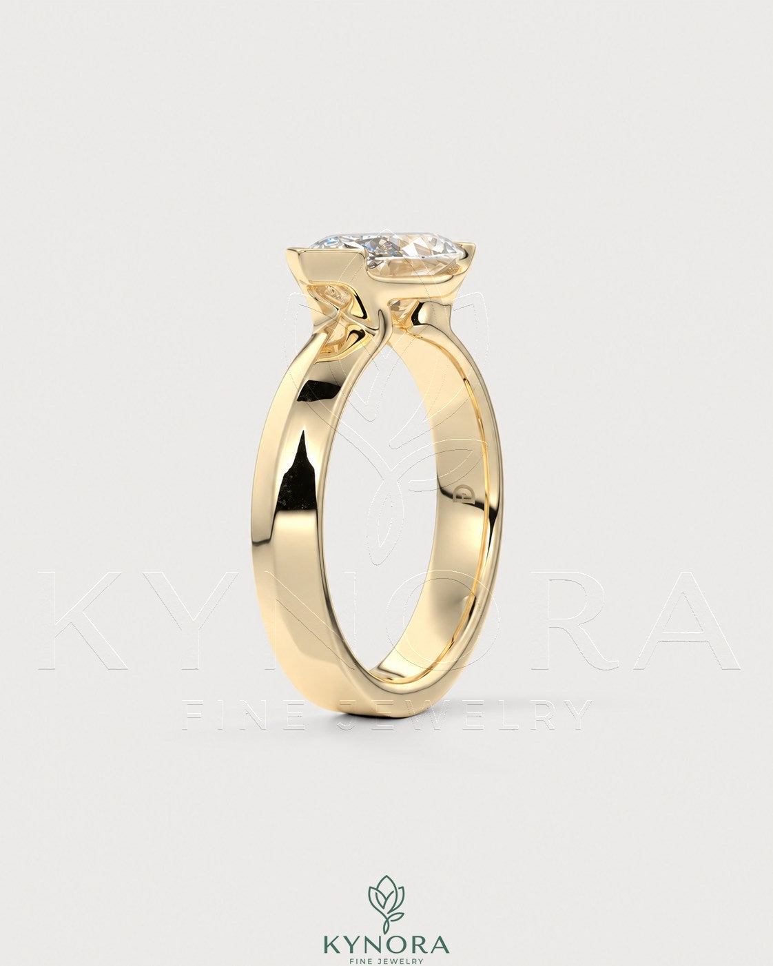 East-West Marquise Moissanite solitaire ring in sterling silver by Kynora CJ, featuring a sparkling marquise-shaped stone.