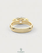 East-West Marquise Moissanite solitaire ring in sterling silver with a sleek, elegant design by Kynora CJ.