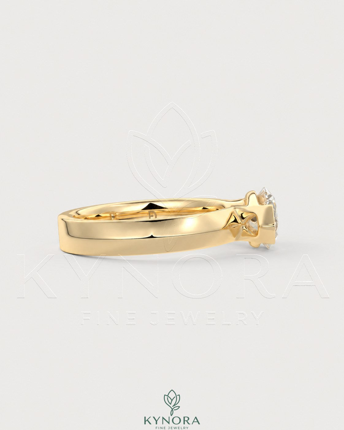 East-West Marquise Moissanite solitaire ring in sterling silver by Kynora CJ, featuring a sleek, elegant design.