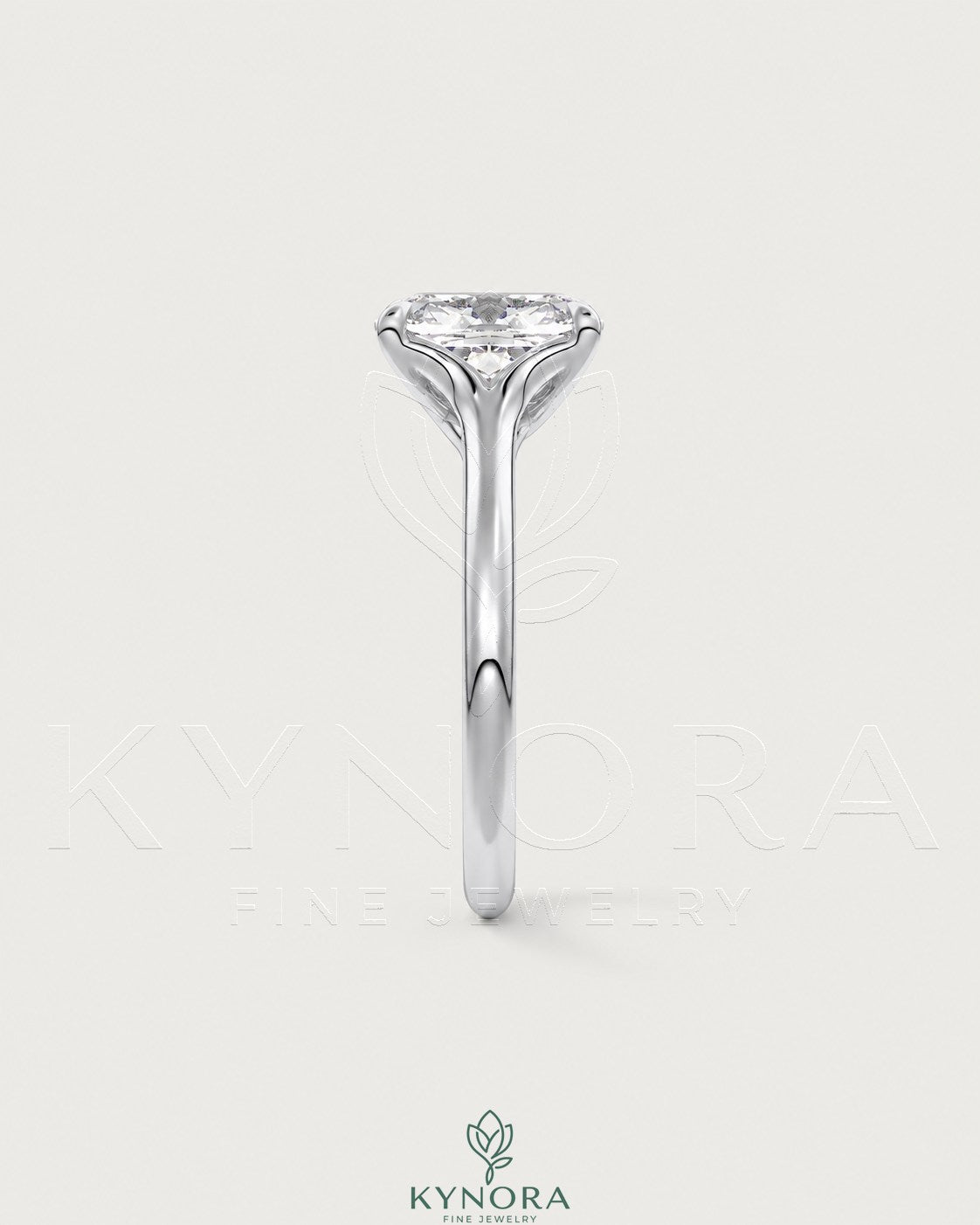 Cushion cut moissanite solitaire engagement ring in 925 sterling silver with a sparkling center stone and elegant band.
