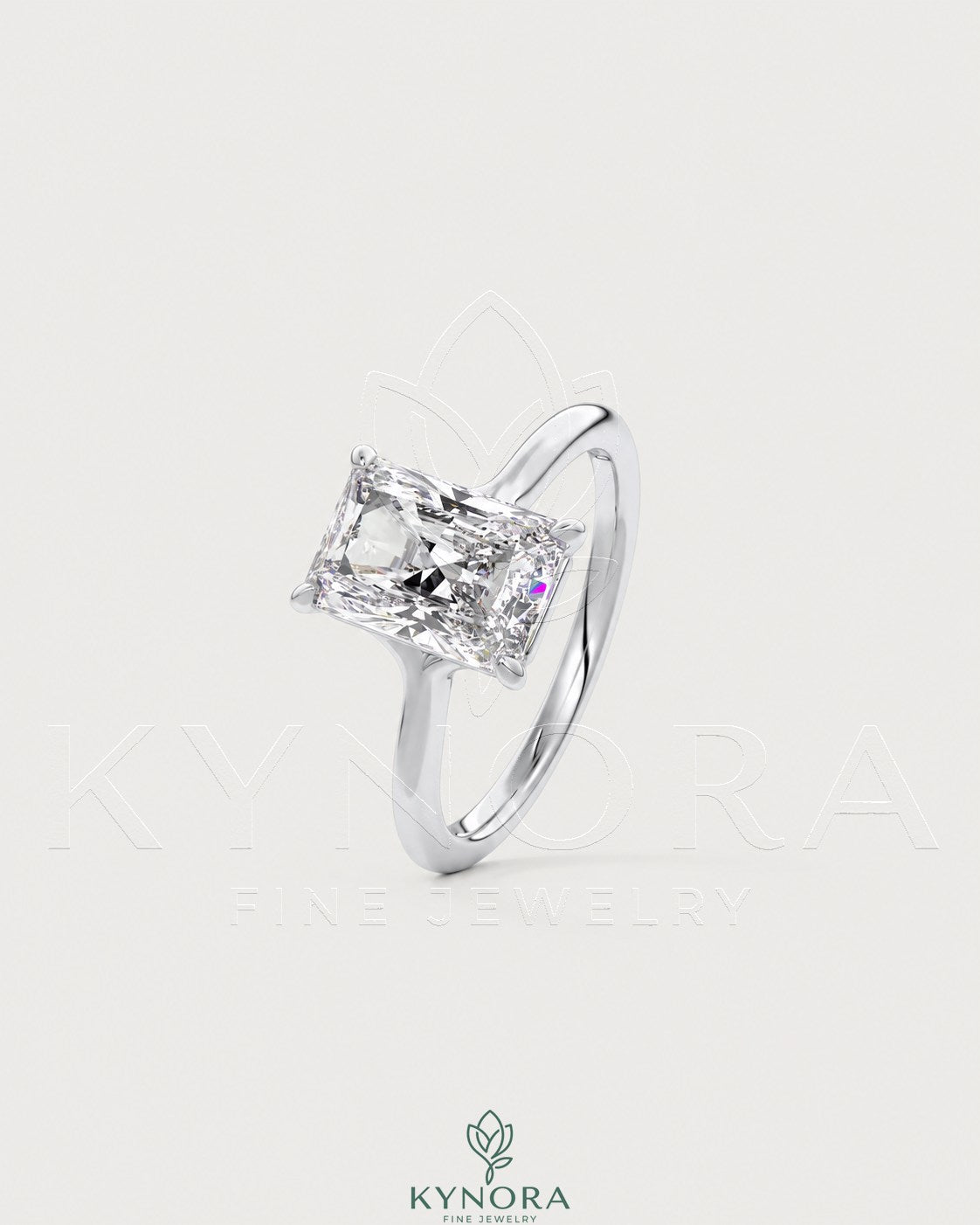 Radiant Cut Moissanite Solitaire Engagement Ring in 925 Silver Secondary image
