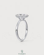 Radiant cut moissanite solitaire engagement ring in 925 silver with a sparkling center stone and sleek band by Kynora CJ.