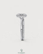 Radiant cut moissanite solitaire engagement ring in 925 silver with a sparkling central stone and sleek band.