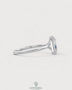 Radiant cut moissanite solitaire engagement ring in 925 silver featuring a central sparkling gemstone and sleek band design.