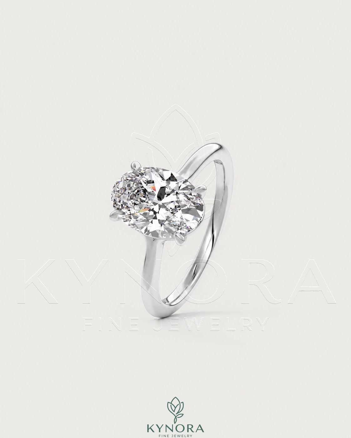 Oval Cut Moissanite Solitaire Engagement Ring in 925 Sterling Silver Secondary image
