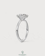 Oval cut Moissanite solitaire engagement ring in 925 sterling silver with a sleek, elegant design.