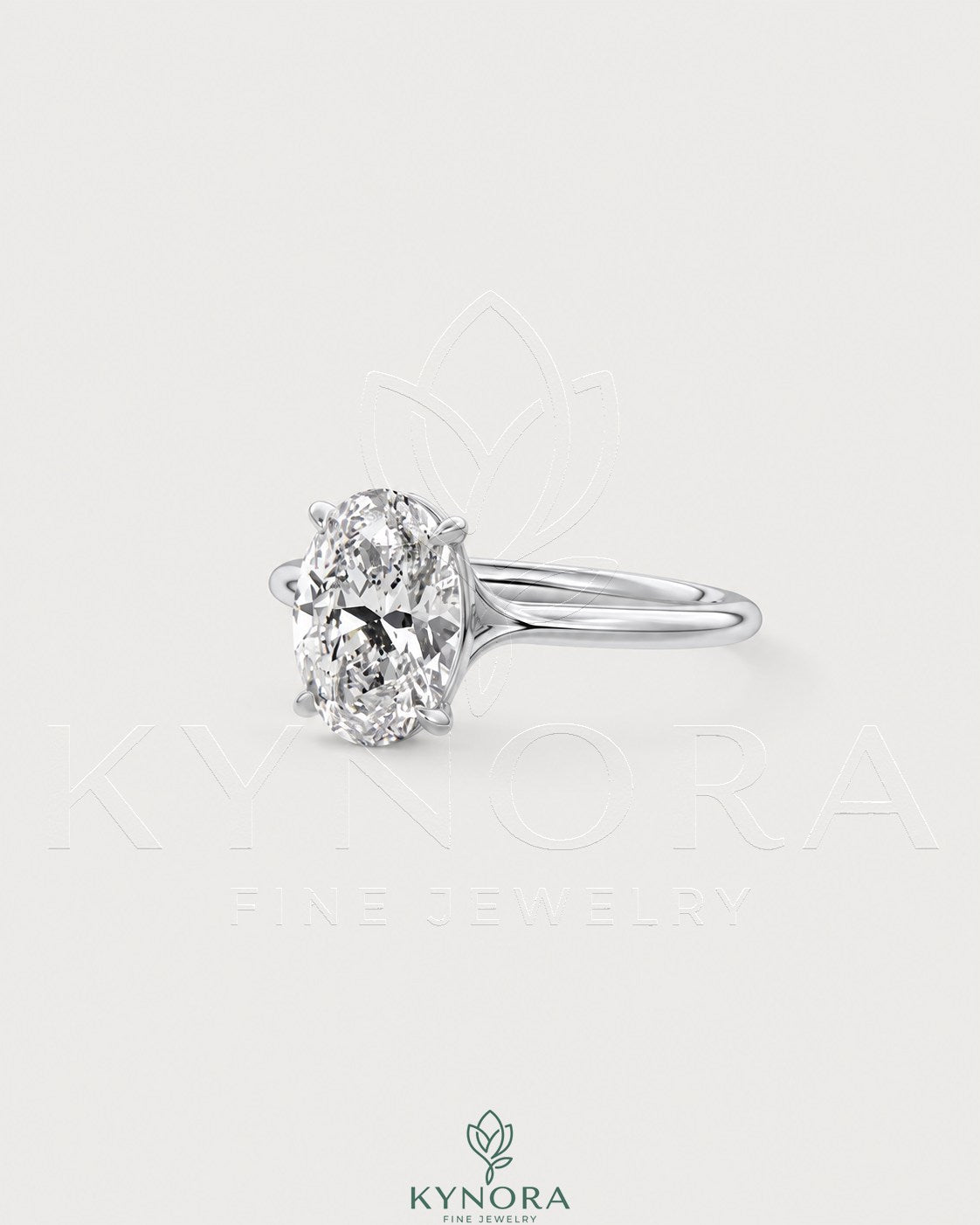 Oval cut moissanite solitaire engagement ring in 925 sterling silver featuring a sleek, elegant design.