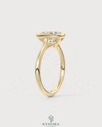 Vintage milgrain bezel cushion moissanite engagement ring in 925 silver with intricate details, designed by Kynora CJ.