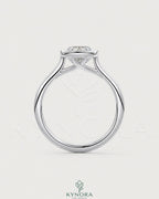 Vintage Kynora CJ bezel cushion moissanite engagement ring in 925 silver, showcasing intricate milgrain detailing and elegant design.