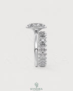 Oval moissanite bezel solitaire engagement ring in 925 silver with a sleek, polished design by Kynora CJ.